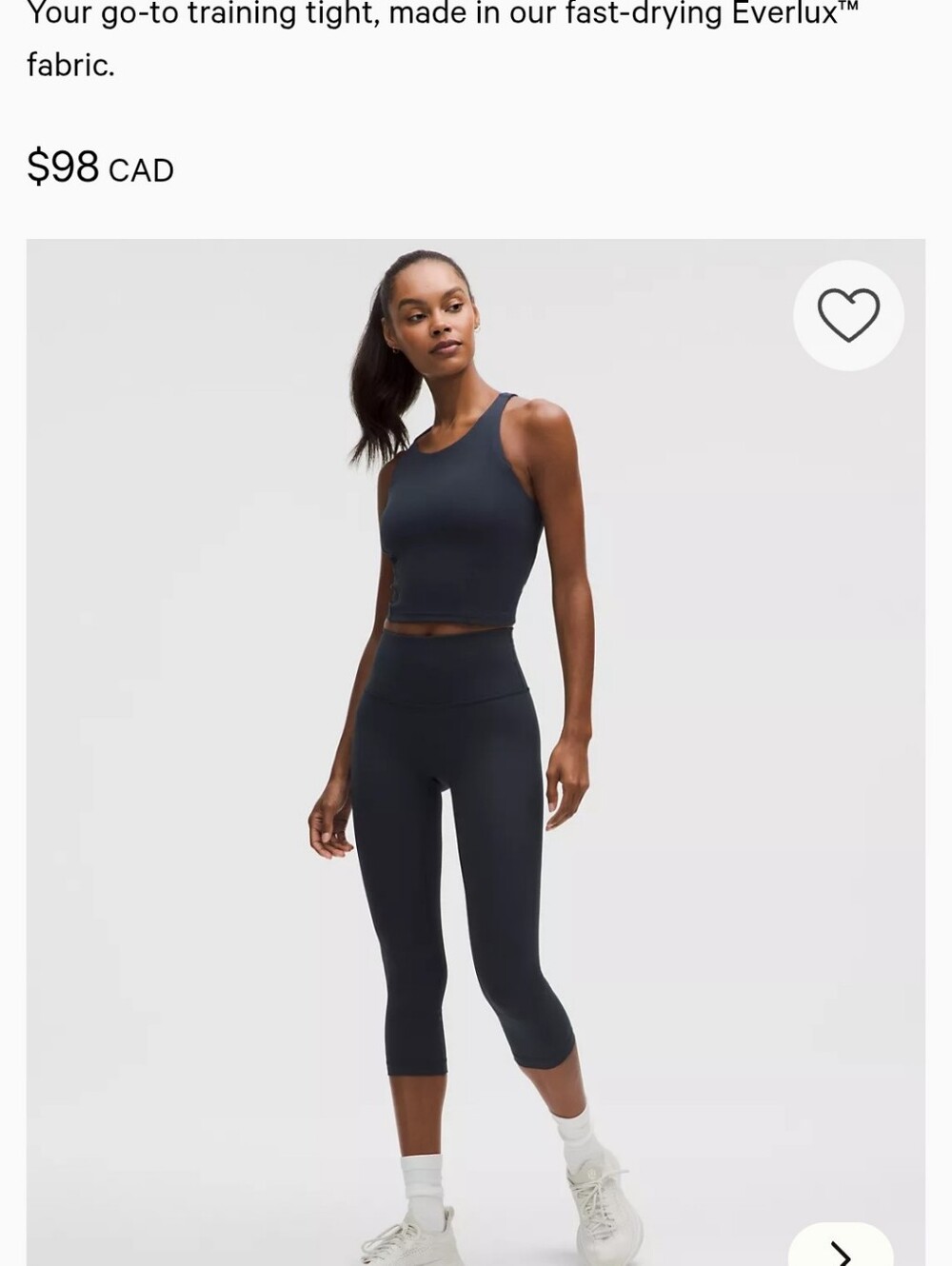 Wunder Train WunderUnder High Rise Lululemon Crop 21" True Navy